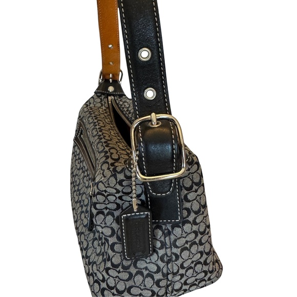 Vintage & Pristine Coach Signature Jacquard Demi Bag in Black & Grey - Picture 8 of 11